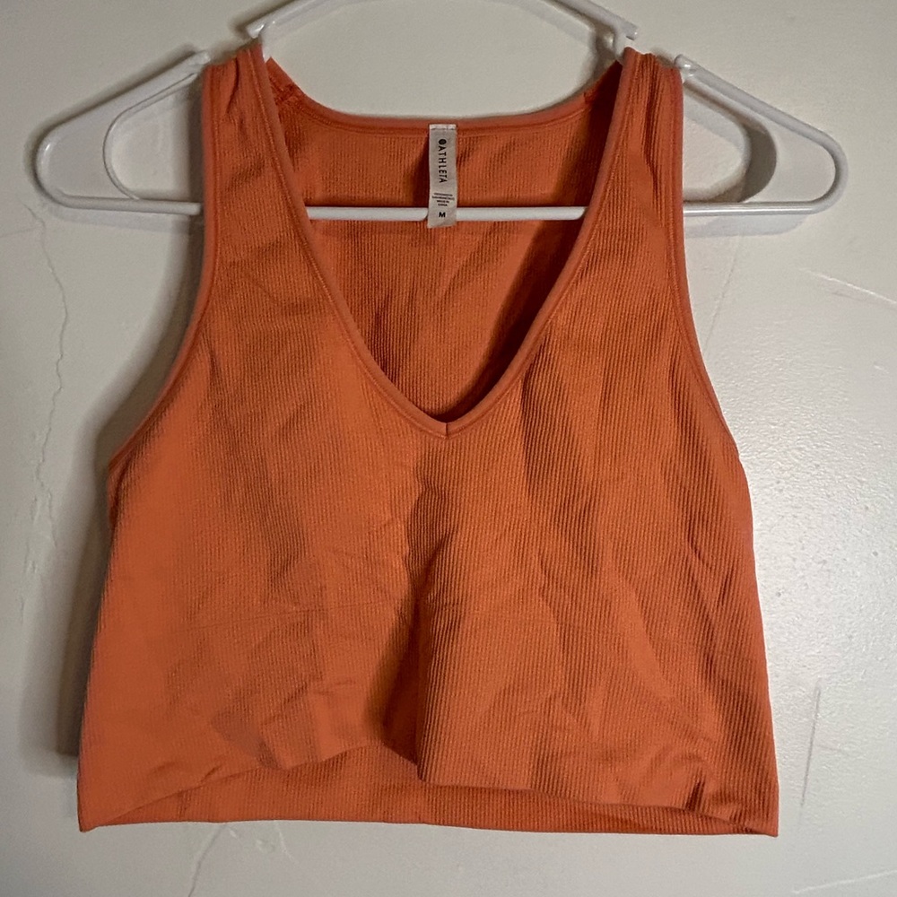 Athleta Aurora seamless crop rib tank in orange